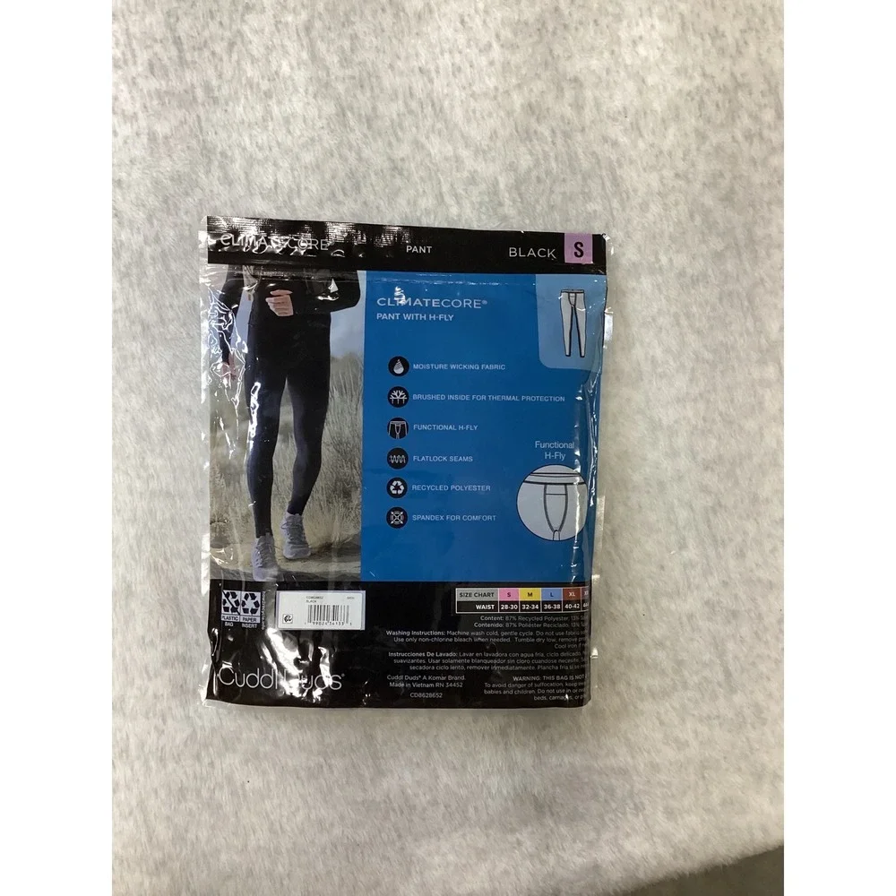 Cuddl Duds ClimateCore Mens Baselayer Pant Black Small H-Fly Thermal Leggings S‎